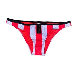 TOPSHOP Striped Bikini Bottoms Size 8 Red Purple Bathing Suit Swimwear Beach